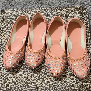 Fancy mirror embroidery flats for women and kids
